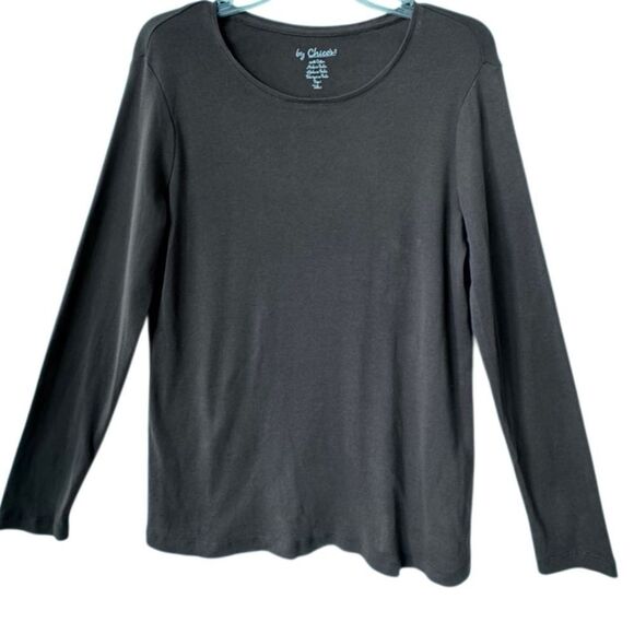 Chico’s Long Sleeve Tee Brown 100% Cotton Top SZ 1 or M - Picture 11 of 11